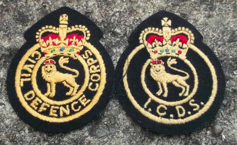 Cold War British Industrial and Civil Defence Corps Patches Pair