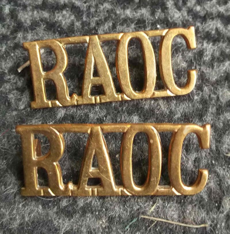 British RAOC Royal Army Ordnance Corps Shoulder Badges Pair