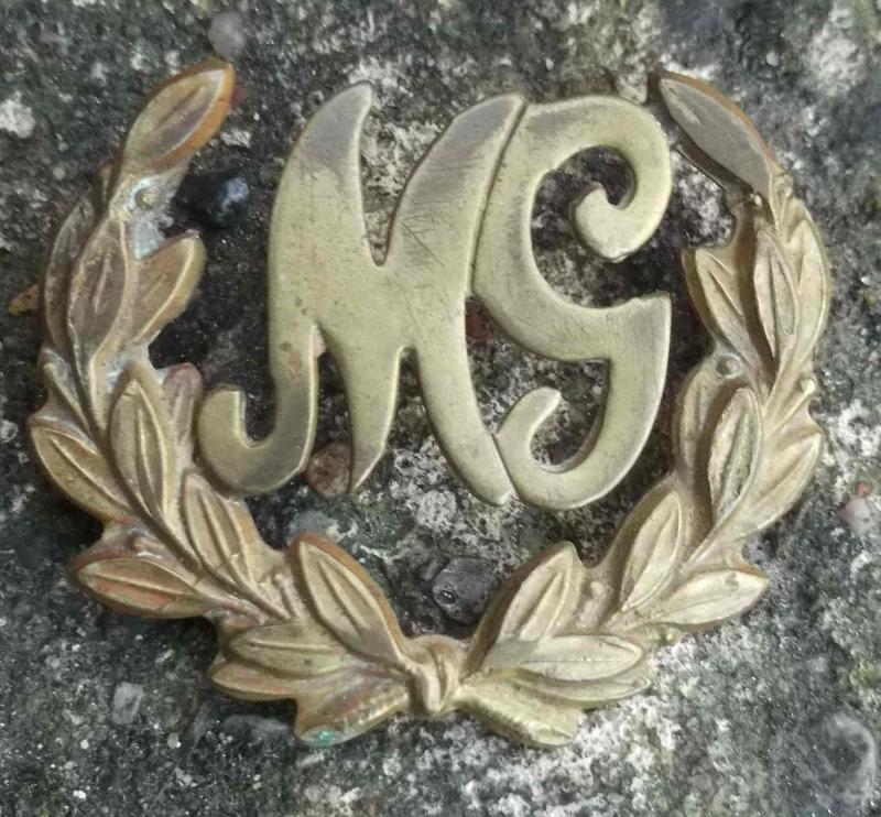 British Army MG Machine Gunners Brass Metal Sleeve Badge
