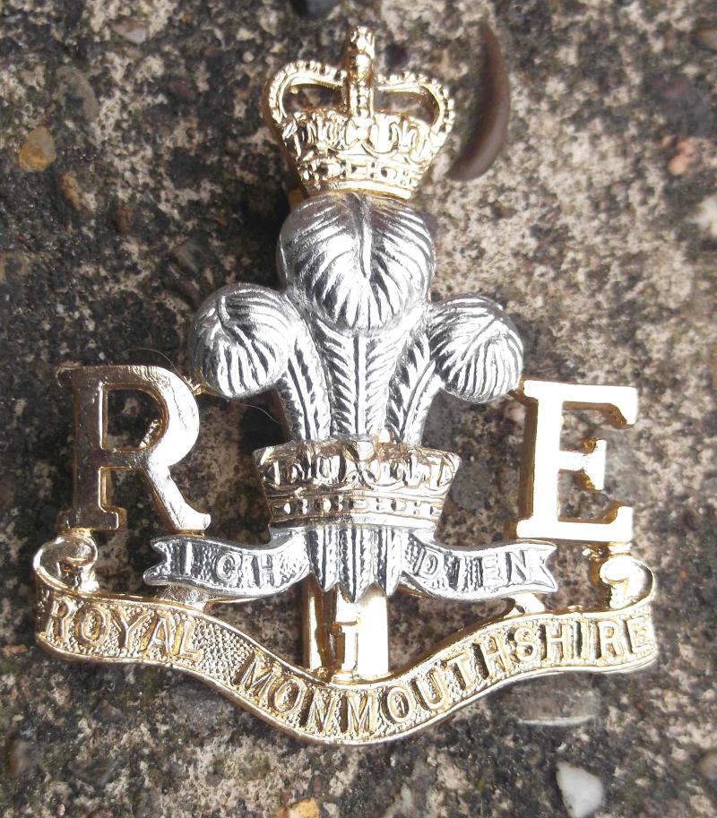 British Army Royal Monmouthshire Royal Engineers Staybrite Anodised Cap Badge