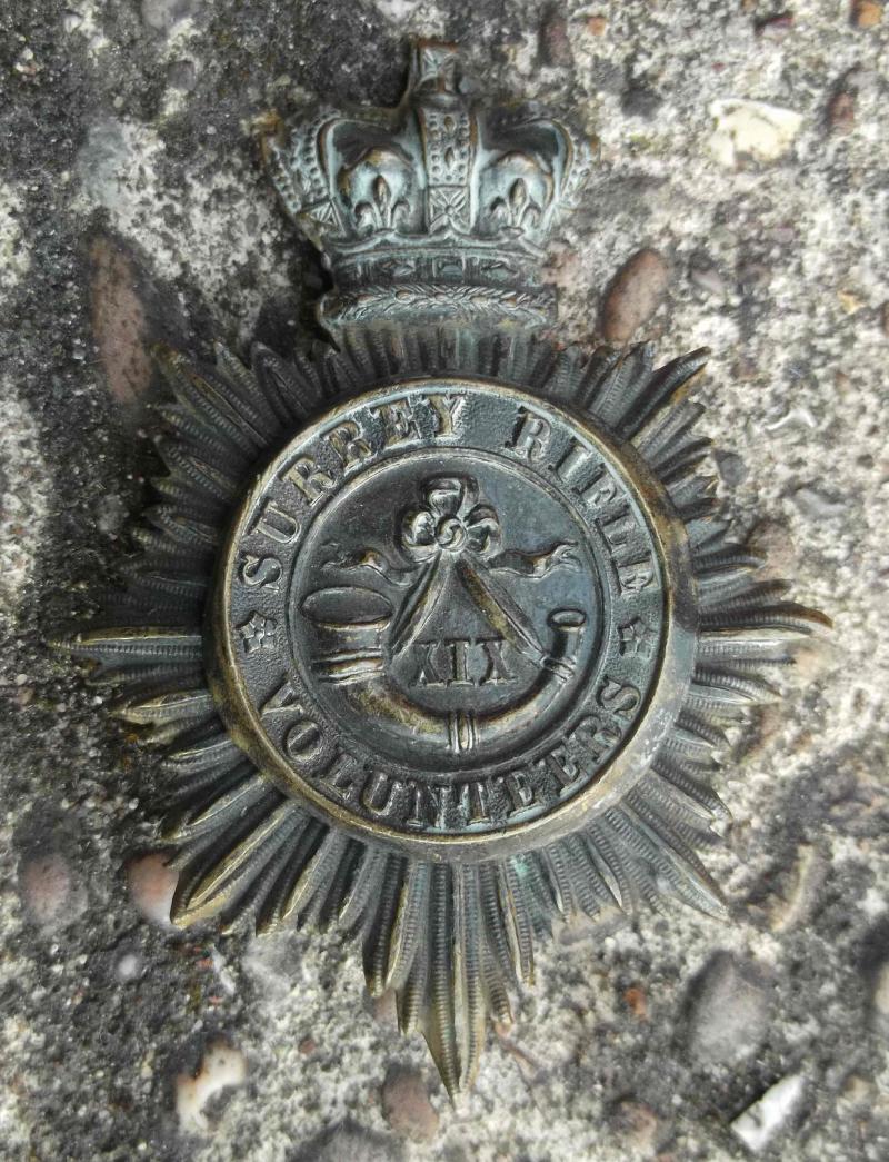 British Army Victorian 19th Surrey Rifle Volunteers Shako Plate