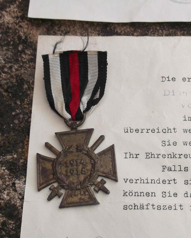 German Hindenburg Cross with Citation and Preliminary Letter