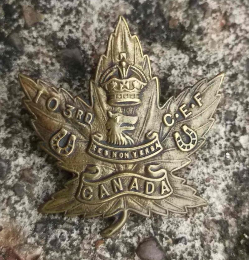 Canada WW1 103rd British Colombia Collar Badge Canadian Army