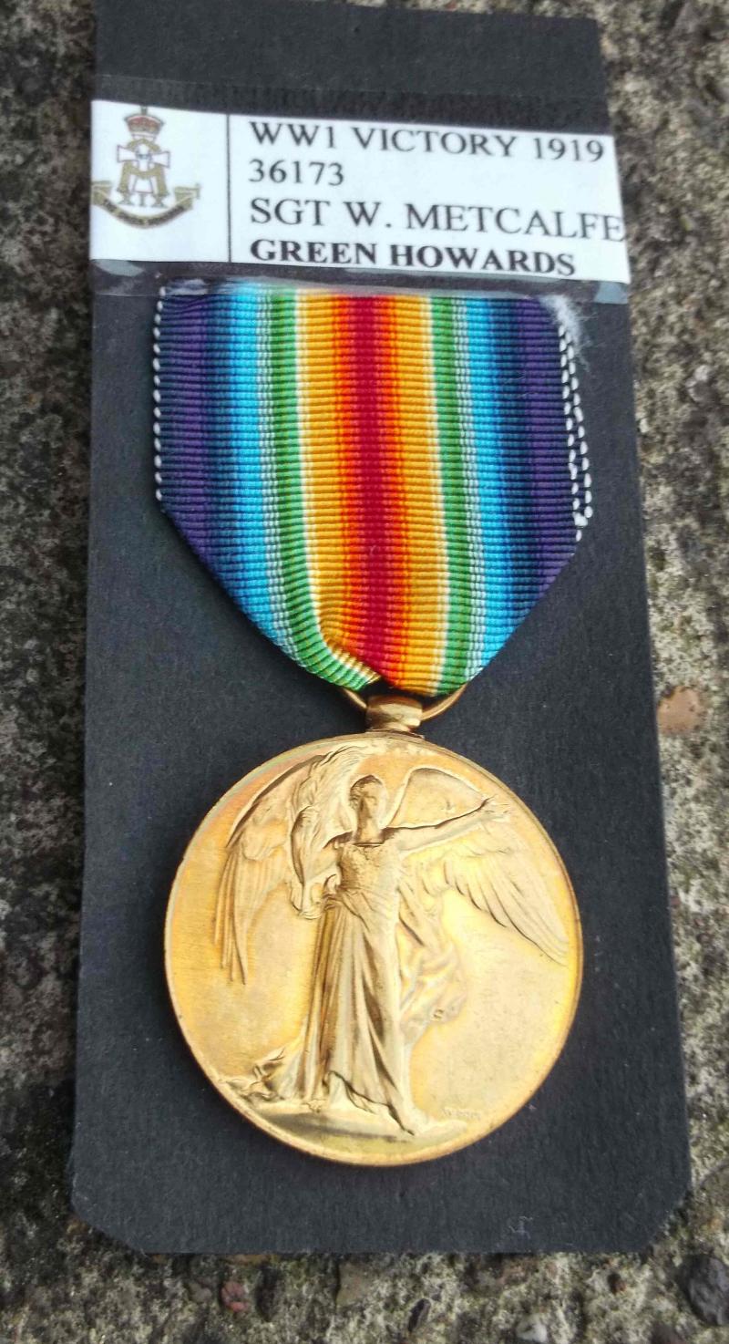 British Army W. Metcalf Great War Victory Medal Green Howards