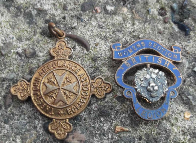 Woman's British Legion Badge and St. Johns Ambulance Badge