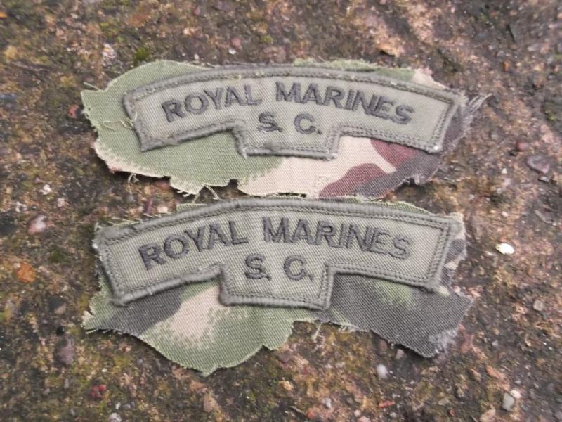 British Royal Marines Sea Cadets Shoulder Titles Pair on Camo