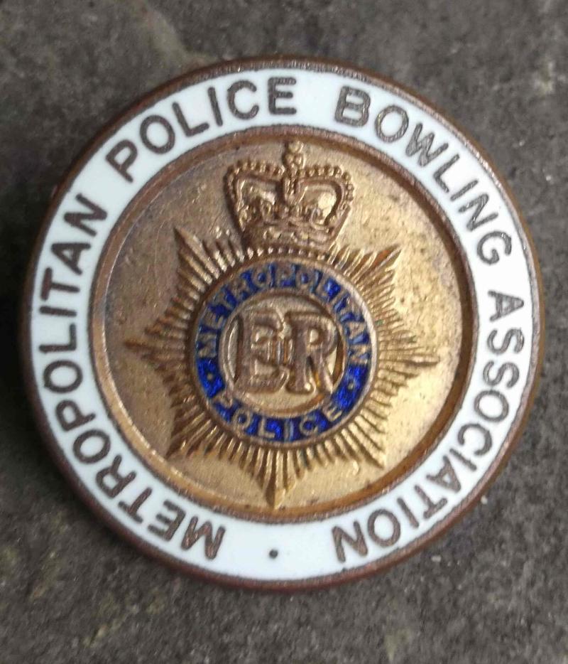 British Metropolitan Police Bowling Association Pin Badge H W Miller