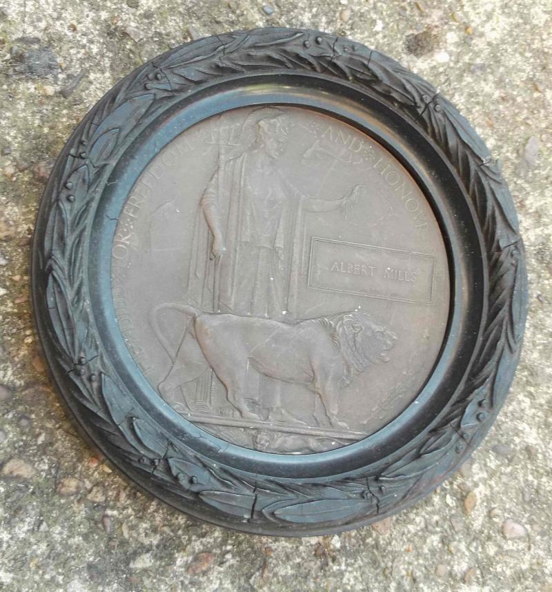 British Army WW1 Memorial Plaque Albert Mills
