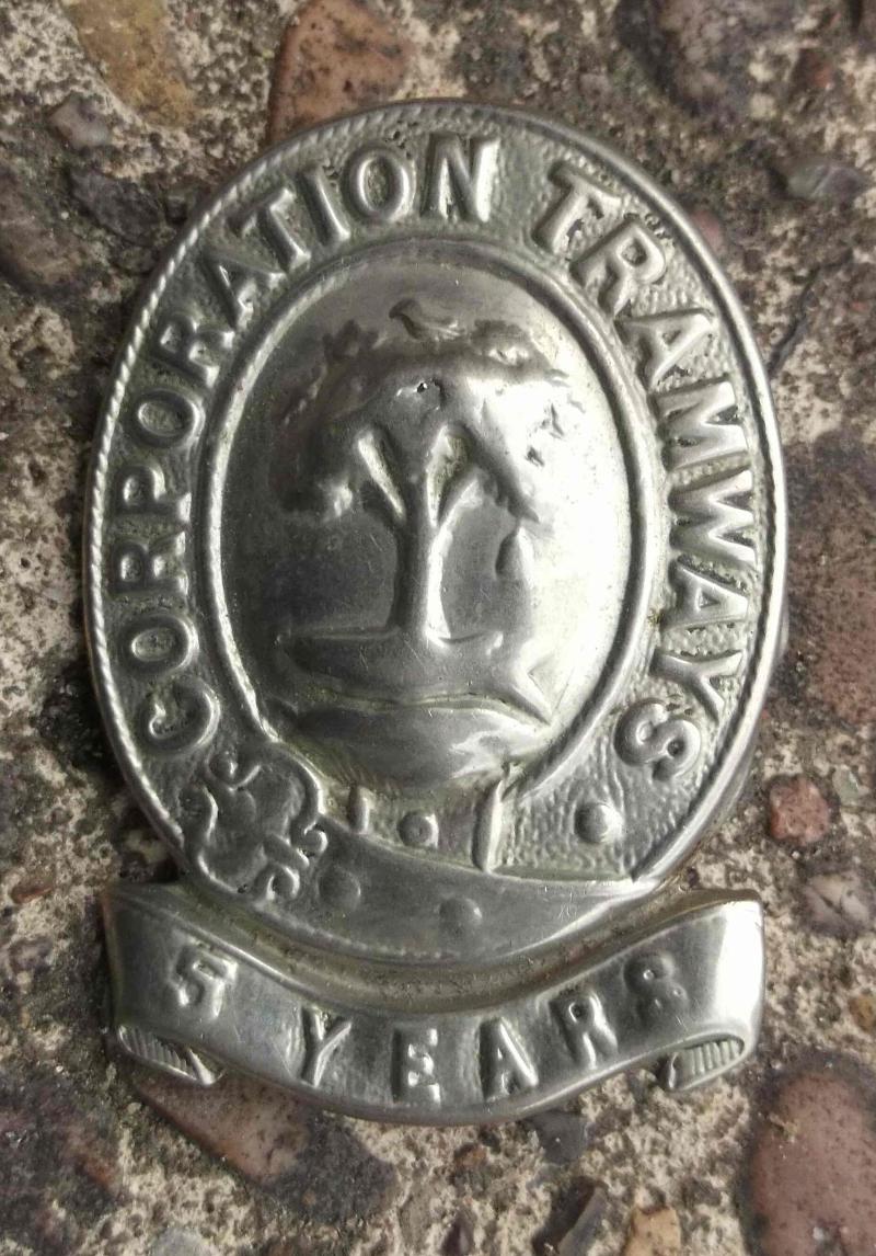 British Glasgow Corporation Tramways 5 Years Service Badge Scotland