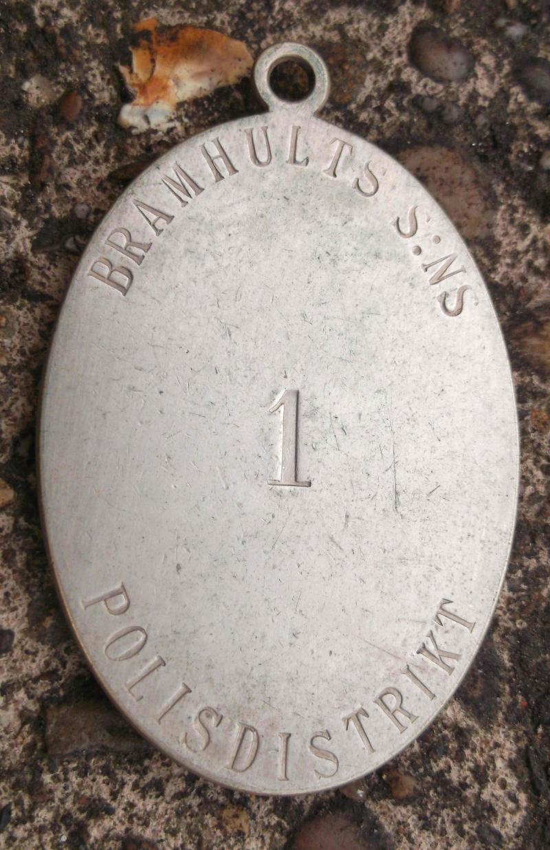 Vintage Swedish Police District Identity Tag Sweden