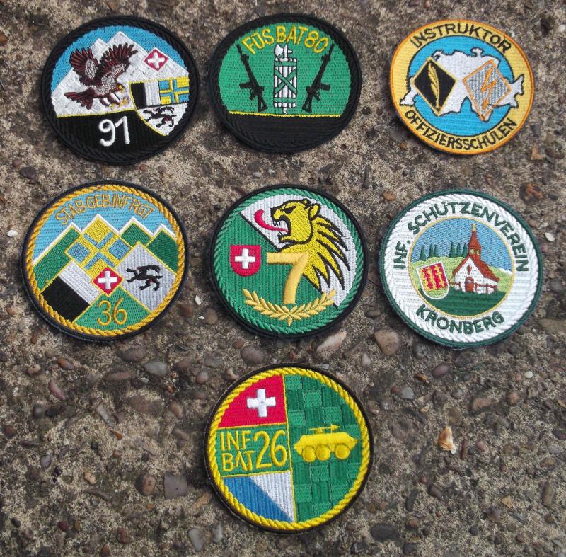Vintage Swiss Army Unit Sew On Patches Various Lot of 7