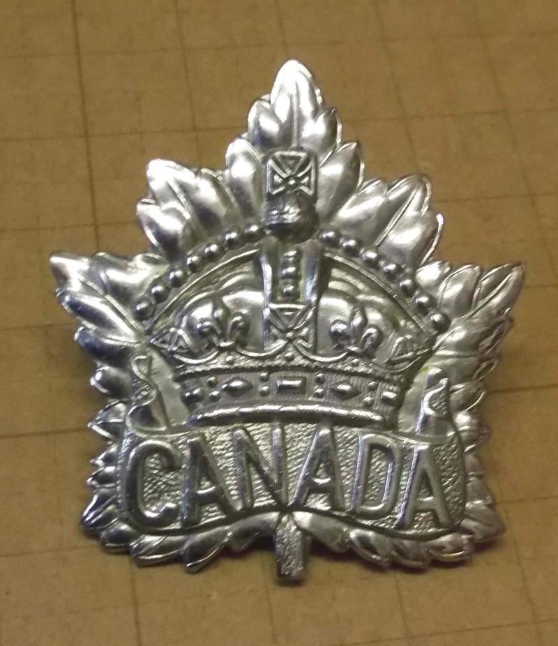 Canadian Army WW1 Patten Chrome Plated Cap Badge Canada