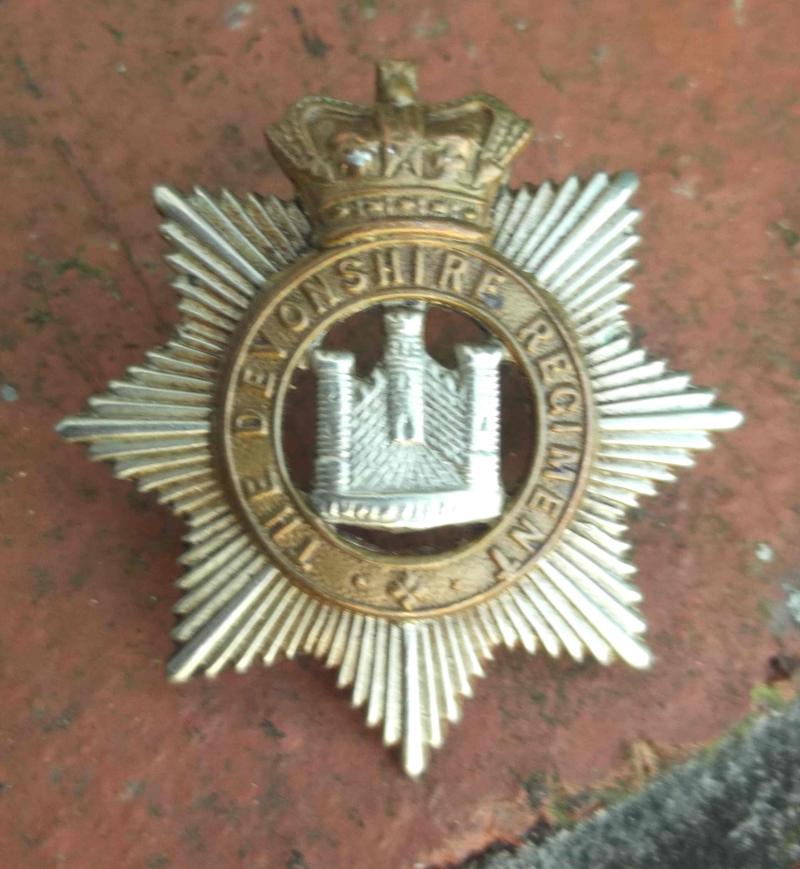 British Army Victorian Devonshire Regiment Cap Badge Repaired