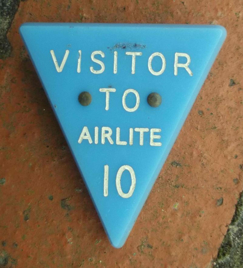 Vintage British Airlite Visitors Numbered ID Badge Believed BH