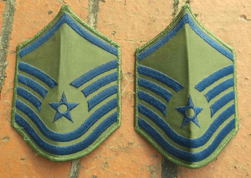 USAF Pair Rank Sleeve Patches United States Airforce Master Sergeant