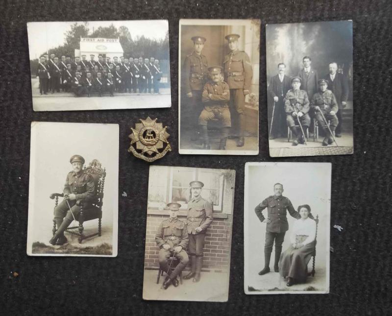 British Army Photo Post Cards Lot plus Cap Badge
