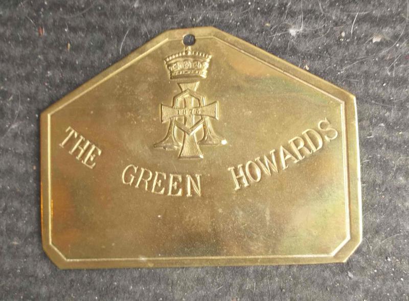 British Army Green Howards Regiment Brass Metal Bed Plate