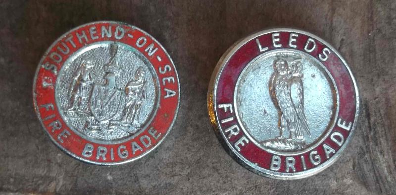 Vintage British Fire Brigade Pair of Badge Centres